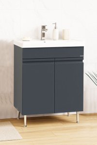 Set Baza front MDF si Lavoar seria 786, montat, 60 cm, antracit - 1