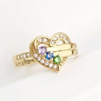 Inel Tre Amori - 3 nume si Cristale Zirconia - Argint 925 placat cu Aur Galben 18K - 1