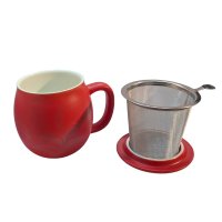 Moment Red, Cană din ceramică roșie cu infuzor din inox, 350 ml - 1