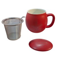 Moment Red, Cană din ceramică roșie cu infuzor din inox, 350 ml - 4