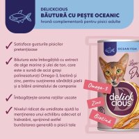 DELICKCIOUS Topping pentru Pisici - Băutură cu Pește în Conservă, 140g - 4
