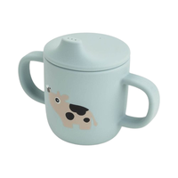 Cana de antrenament Done by Deer Tiny Farm Blue din silicon cu doua manere, 120 ml - 6