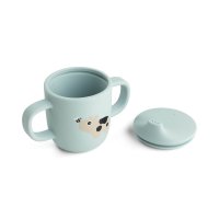 Cana de antrenament Done by Deer Tiny Farm Blue din silicon cu doua manere, 120 ml - 1