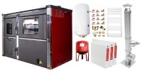 Pachet incalzire si apa calda pentru 2 camere cu termosemineu FORNELLO STAR Red 34 kW, boiler 100 l si calorifere - 1