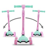 Trotineta Kidwell Jax Mint Pink cu 3 roti, pliabila, reglabila, din aluminiu, greutate admisa 50 kg, varsta 3 ani+ - 3