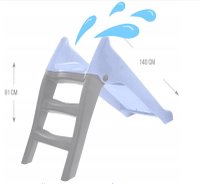 Tobogan pentru copii Mochtoys Pastel Blue cu sistem de atasare furtun apa, Scara si baza larga, Material durabil si robust, Utilizare interiorexterior - 2