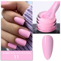 Rubber Base Everin Fast Building 11 – Bază rubber Baby Pink, HEMA &amp; TPO Free, 15ml - 1