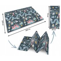 Covoras de joaca pentru copii cu doua fete Nukido Castelul printesei Gri 200x150x1cm,pliabil,realizat din spuma XPE inodora,in cutie de carton ce se poate colora - 1
