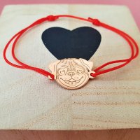 Bratara Pug - Argint 925 cu placaj de Aur roz 18K si snur reglabil - 1