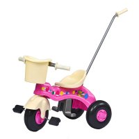 Tricicleta pentru copii cu maner parental detasabil,cosulet depozitare,suport picioare si roti rezistente Bayo Pink greutate suportata pana la 20kg - 2
