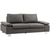 HOMCOM Canapea moderna dubla de lux cu 2 locuri, canapea tapitata cu brate reglabile pentru camera de zi, birou, gri | AOSOM RO - 1