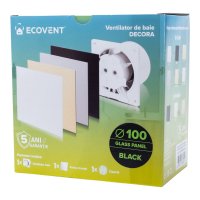Ventilator baie Ecovent DECORA SMART, Ø100, Silent, Senzor Umiditate, Timer, sticla, Clapeta antiretur, 93 m3/h, Negru - 5