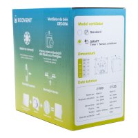 Ventilator baie Ecovent DECORA SMART, Ø100, Silent, Senzor Umiditate, Timer, sticla, Clapeta antiretur, 93 m3/h, Negru - 6