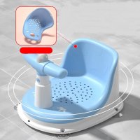 Scaun de baie pentru copii Little Mom Baby Crown Blue, ergonomic cu spatar si husa detasabila, cu ghidon si claxon, dimensiuni 20 x 30 x 36 cm - 2