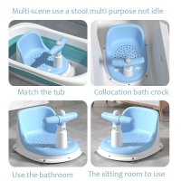 Scaun de baie pentru copii Little Mom Baby Crown Blue, ergonomic cu spatar si husa detasabila, cu ghidon si claxon, dimensiuni 20 x 30 x 36 cm - 4