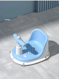Scaun de baie pentru copii Little Mom Baby Crown Blue, ergonomic cu spatar si husa detasabila, cu ghidon si claxon, dimensiuni 20 x 30 x 36 cm - 5
