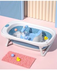 Scaun de baie pentru copii Little Mom Baby Crown Blue, ergonomic cu spatar si husa detasabila, cu ghidon si claxon, dimensiuni 20 x 30 x 36 cm - 10