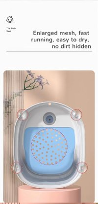 Scaun de baie pentru copii Little Mom Baby Crown Blue, ergonomic cu spatar si husa detasabila, cu ghidon si claxon, dimensiuni 20 x 30 x 36 cm - 12