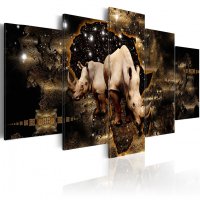 Tablou - Golden Rhino 100x50 cm - 1