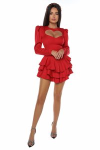 Rochie Eleganta cu Decolteu in Forma de Inima si Volane - 1