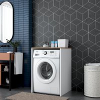 Dulap pentru masina de spalat, Hanah Home, pal melaminat, nuc si alb, 65x60x91.8 cm - 6