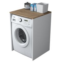 Dulap pentru masina de spalat, Hanah Home, pal melaminat, nuc si alb, 65x60x91.8 cm - 4