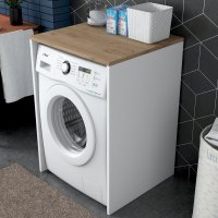 Dulap pentru masina de spalat, Hanah Home, pal melaminat, nuc si alb, 65x60x91.8 cm - 7