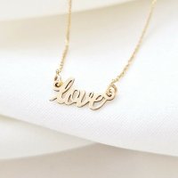 Lantisor cu Pandantiv Love din Aur Galben 9K - 1