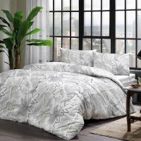 Lenjerie 1 Persoana, cu elastic Jamie Gri, 100x200 (Bumbac 100%) - 1