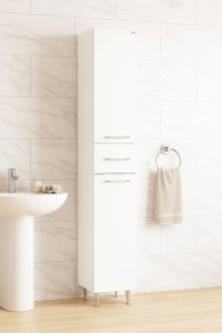 Dulap baie seria 010, front MDF, 2 usi, 1 sertar, alb, 30x31.6x180 cm - 1