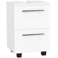 Dulap de Baie HOMCOM Sub Lavoar cu Sertar si Compartiment, Alb, 41.5 x 35.5 x 59 cm | Aosom Romania - 1