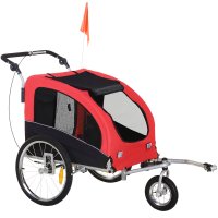 HOMCOM Remorca si Carucior pentru Bicicleta 2-in-1 pentru Animale, 155x83x108 cm, Roșu | Aosom Romania - 1