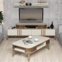 Set Comoda TV si Masuta de Cafea Living Eylül Cream - 1