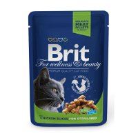 BRIT Premium Sterilised cu pui, hrana umeda pentru pisici sterilizate in sos, plic 100 g - 2