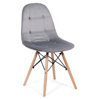 Scaun de living BUC 232V din catifea gri cu picioare din lemn - 1