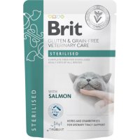 BRIT VD Sterilised, Somon, dietă veterinară, plic hrană umedă fără cereale pisici sterilizate, (în sos), 85g - 2