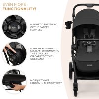 Carucior pentru copii 3 in 1 Kinderkraft Yoxi Moonlight Grey 0-22 kg, cadru din aluminiu, accesorii incluse - 1