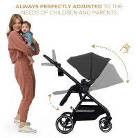 Carucior pentru copii 3 in 1 Kinderkraft Yoxi Moonlight Grey 0-22 kg, cadru din aluminiu, accesorii incluse - 2