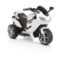 Motocicleta electrica pentru copii Moni Comet White 6V7Ah,Roti rezistente,Oglinzi retrovizoare,Lampi frontale si lumini LED,Muzica,Mufa MP3,USB,Pornire la buton,Sezut ergonomic - 6