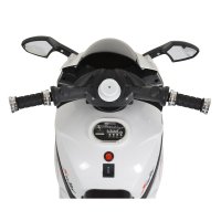 Motocicleta electrica pentru copii Moni Comet White 6V7Ah,Roti rezistente,Oglinzi retrovizoare,Lampi frontale si lumini LED,Muzica,Mufa MP3,USB,Pornire la buton,Sezut ergonomic - 5