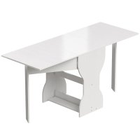 HOMCOM Masa de bucatarie pliabila pentru 4 persoane, cu raft, din lemn, 160x60x75 cm, alba - 1