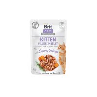 BRIT Care Fillets in Jelly Kitten, Somon, plic hrană umedă fără cereale pisici junior, (în aspic), 85g - 2