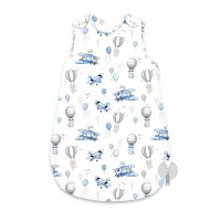 Sac de dormit MimiNu Mini Gray Stars, de iarna, din bumbac, cu fermoar lateral, capse pe umar, 74 cm, 0-6 luni, 2.5 tog - 2