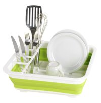 Uscator pliabil pentru vase si tacamuri VERDE - 1