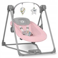 Fotoliu balansoar Lionelo Otto Cozy cu melodii si 5 viteze de balansare, roz, 57x55 cm - 1