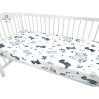 Cearceaf cu elastic pentru patut 140X70 cm din bumbac Dino Granat MimiNu - 1