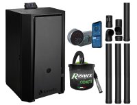 Pachet centrala pe peleti Fornello EVA B Black 30 kW, cu kit evacuare, termostat Salus IT800 si aspirator, negru - 1
