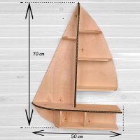 Raft de perete 72×52×18 cm – lemn stratificat nuc, Sailor - 1