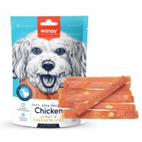WANPY Jerky & Cheese Slices, XS-M, Pui și Brânză, punguță recompense câini, (piure), 70g - 2