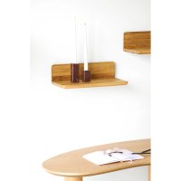 Raft de perete Salina din lemn masiv, Nuc, 22x40x12 cm - 2
